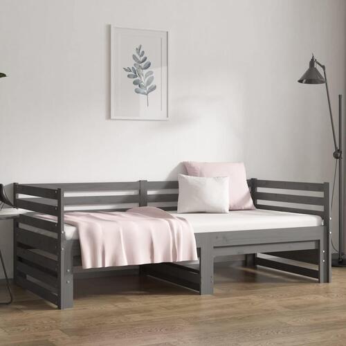 Daybed med udtræk 2x(90x190) cm massivt fyrretræ grå