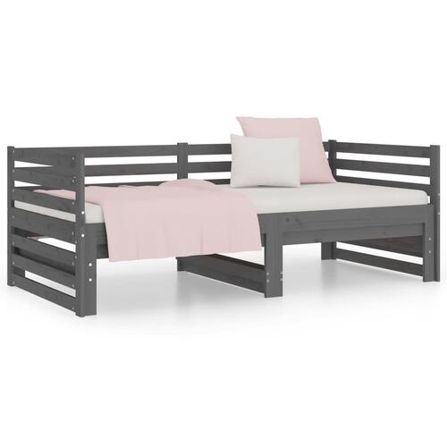 Daybed med udtræk 2x(90x190) cm massivt fyrretræ grå