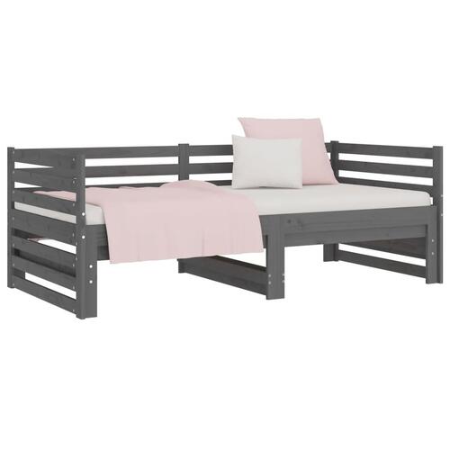 Daybed med udtræk 2x(90x190) cm massivt fyrretræ grå