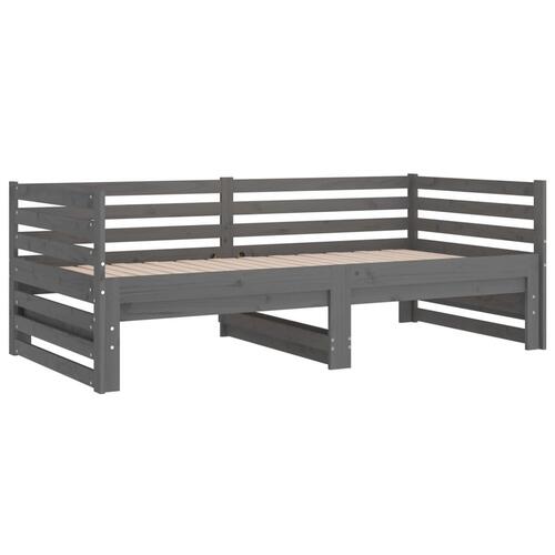 Daybed med udtræk 2x(90x190) cm massivt fyrretræ grå