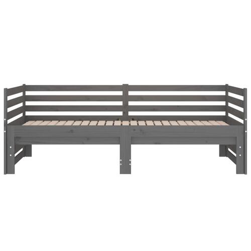 Daybed med udtræk 2x(90x190) cm massivt fyrretræ grå