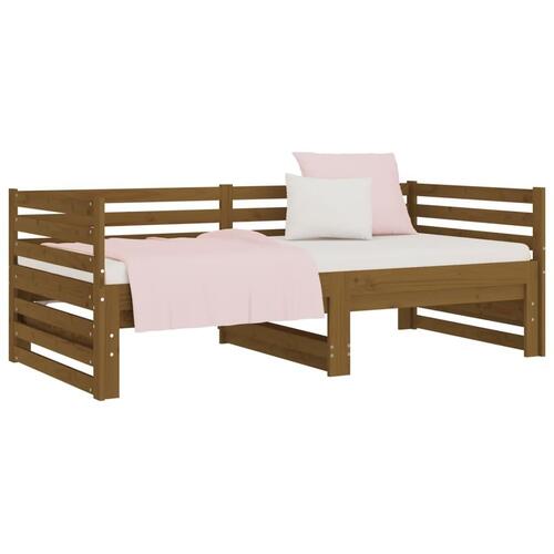 Daybed med udtræk 2x(90x190) cm massivt fyrretræ gyldenbrun