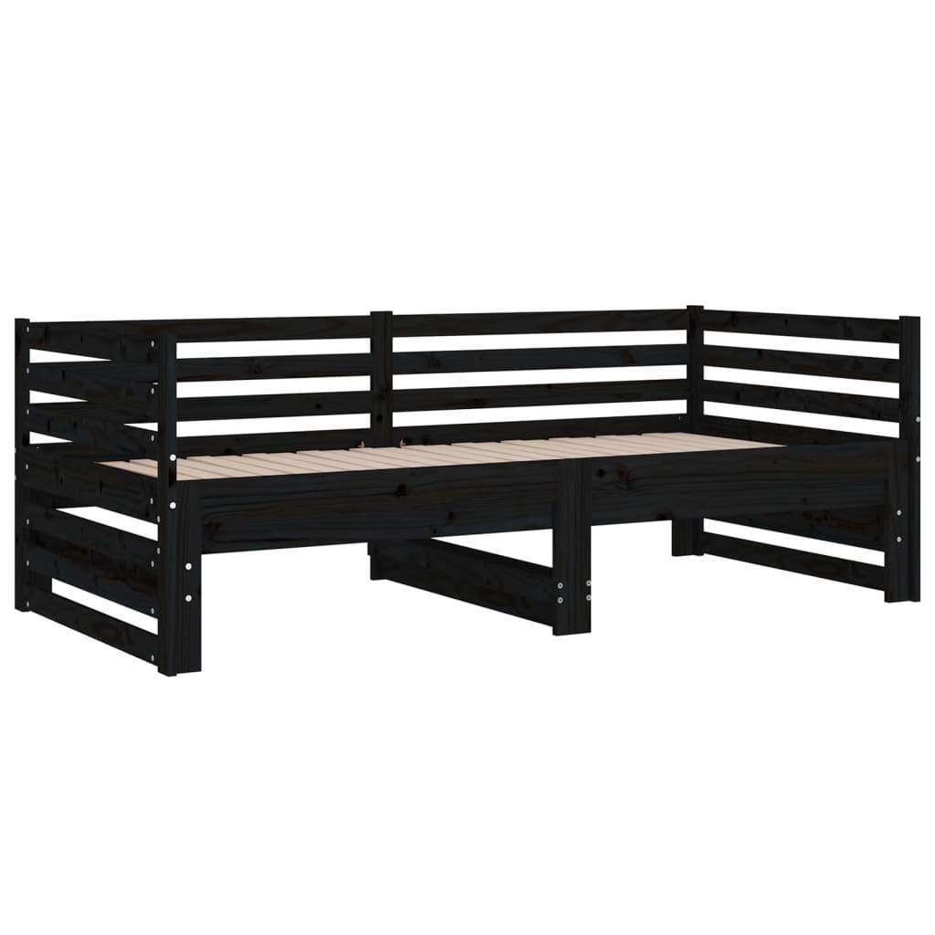 Daybed med udtræk 2x(90x190) cm massivt fyrretræ sort