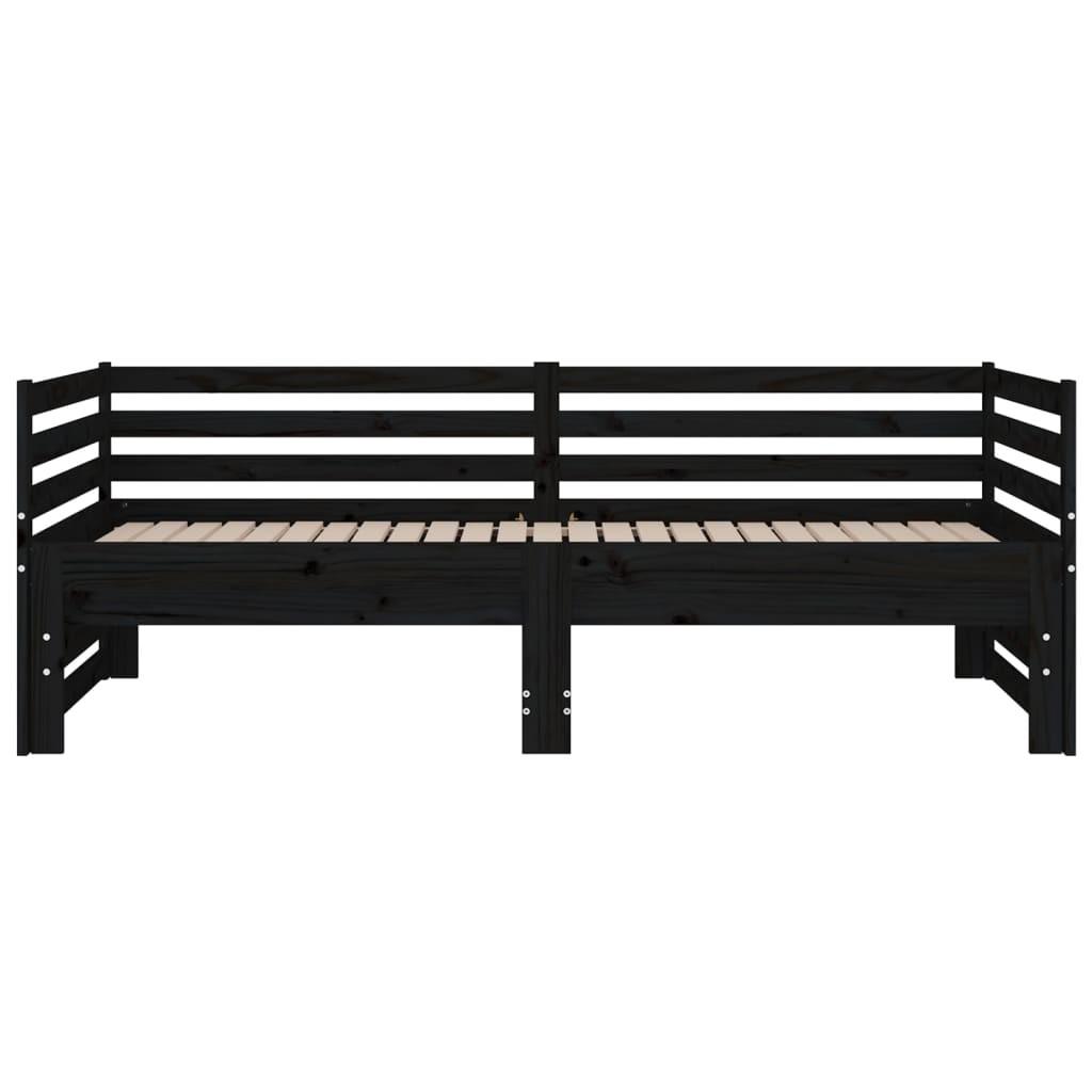 Daybed med udtræk 2x(90x190) cm massivt fyrretræ sort