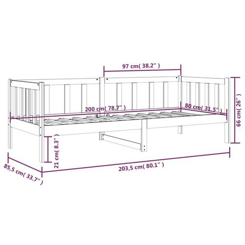 Daybed 80x200 cm massivt fyrretræ sort