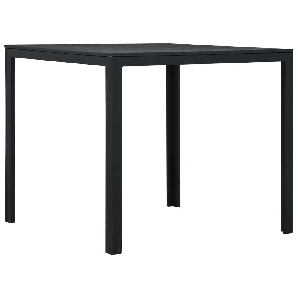 Sofabord 78 x 78 x 74 cm i HDPE med trælook - sort