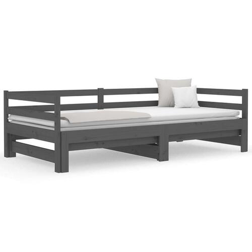 Daybed med udtræk 2x(80x200) cm massivt fyrretræ grå