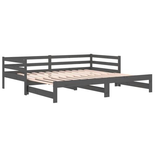 Daybed med udtræk 2x(80x200) cm massivt fyrretræ grå