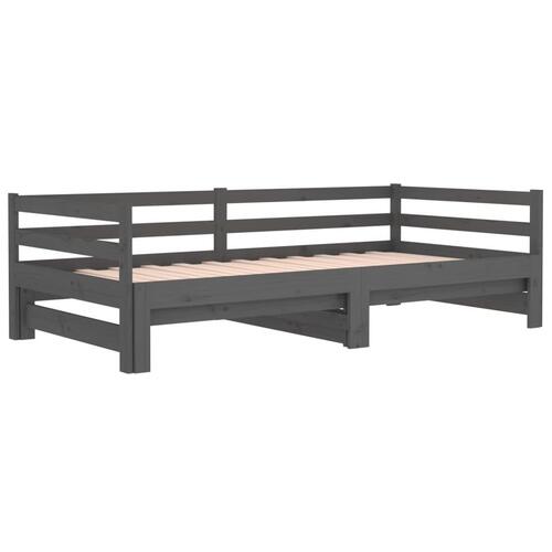 Daybed med udtræk 2x(80x200) cm massivt fyrretræ grå