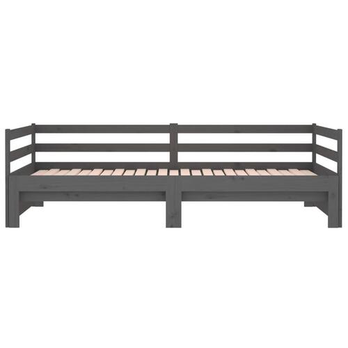 Daybed med udtræk 2x(80x200) cm massivt fyrretræ grå