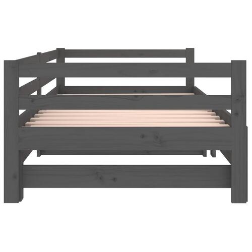 Daybed med udtræk 2x(80x200) cm massivt fyrretræ grå