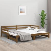 Daybed med udtræk 2x(80x200) cm massivt fyrretræ gyldenbrun