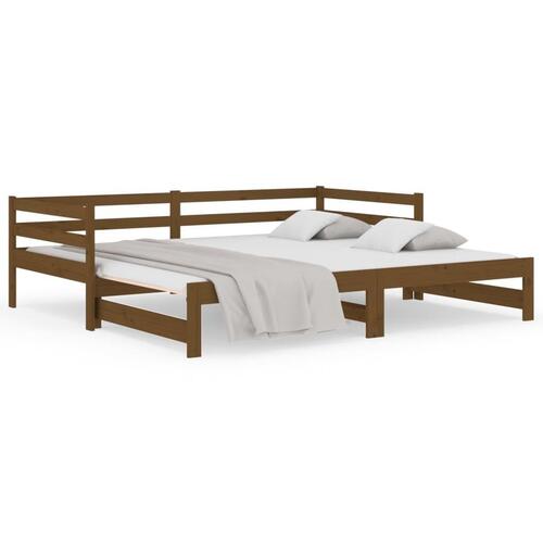 Daybed med udtræk 2x(80x200) cm massivt fyrretræ gyldenbrun