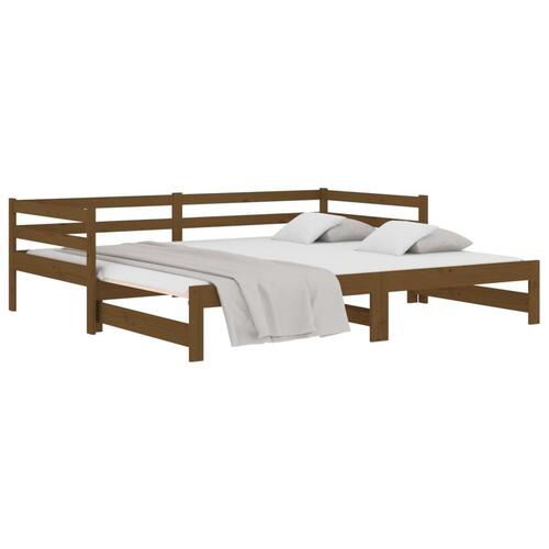 Daybed med udtræk 2x(80x200) cm massivt fyrretræ gyldenbrun