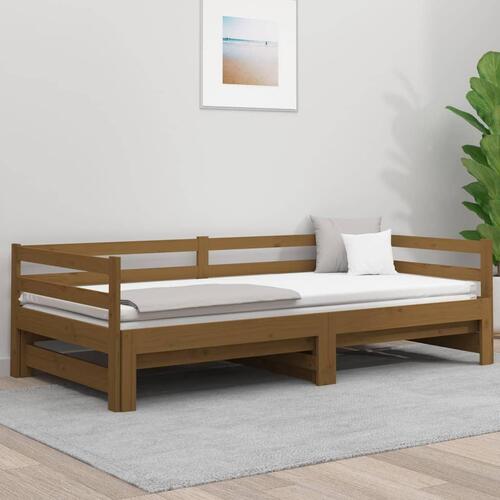 Daybed med udtræk 2x(80x200) cm massivt fyrretræ gyldenbrun