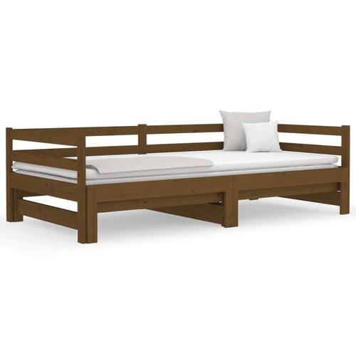 Daybed med udtræk 2x(80x200) cm massivt fyrretræ gyldenbrun