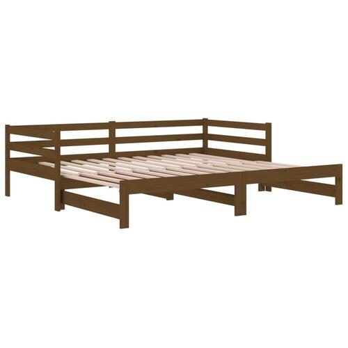 Daybed med udtræk 2x(80x200) cm massivt fyrretræ gyldenbrun