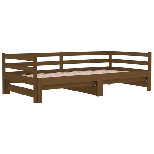 Daybed med udtræk 2x(80x200) cm massivt fyrretræ gyldenbrun