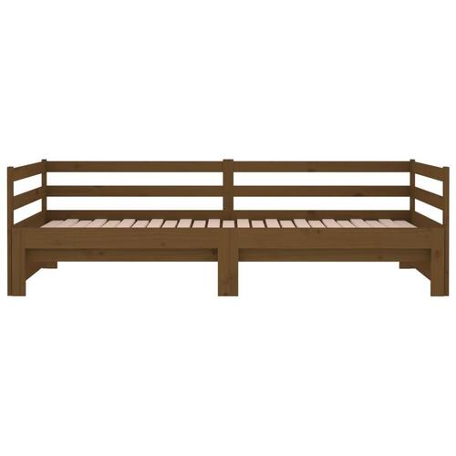 Daybed med udtræk 2x(80x200) cm massivt fyrretræ gyldenbrun