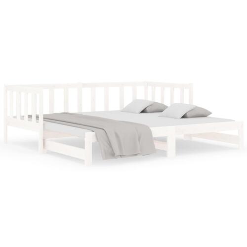 Daybed med udtræk 2x(80x200) cm massivt fyrretræ hvid
