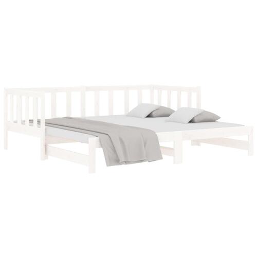 Daybed med udtræk 2x(80x200) cm massivt fyrretræ hvid