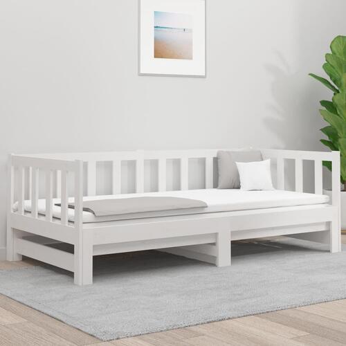 Daybed med udtræk 2x(80x200) cm massivt fyrretræ hvid