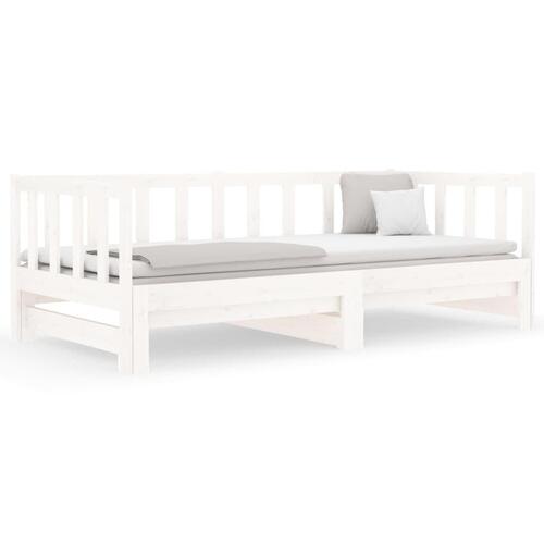 Daybed med udtræk 2x(80x200) cm massivt fyrretræ hvid