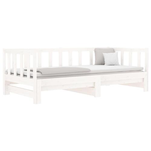 Daybed med udtræk 2x(80x200) cm massivt fyrretræ hvid