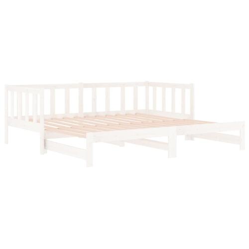 Daybed med udtræk 2x(80x200) cm massivt fyrretræ hvid