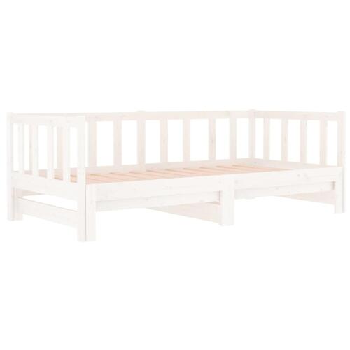 Daybed med udtræk 2x(80x200) cm massivt fyrretræ hvid