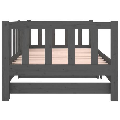 Daybed med udtræk 2x(80x200) cm massivt fyrretræ grå