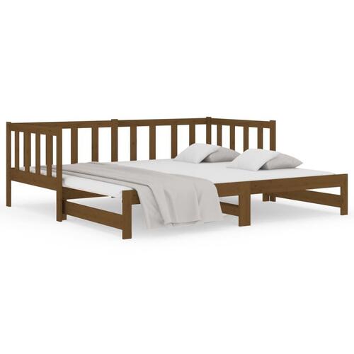 Daybed med udtræk 2x(80x200) cm massivt fyrretræ gyldenbrun