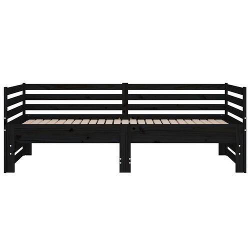 Daybed med udtræk 2x(80x200) cm massivt fyrretræ sort
