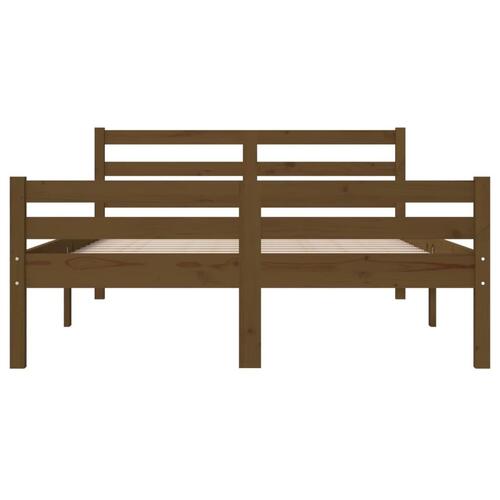 Sengeramme 135x190 cm Double massivt fyrretræ gyldenbrun