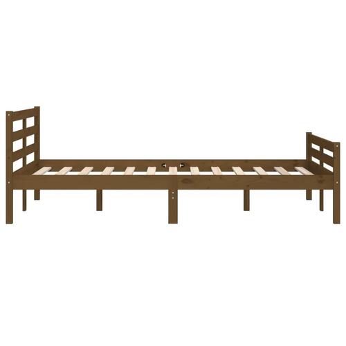 Sengeramme 135x190 cm Double massivt fyrretræ gyldenbrun