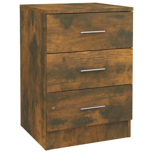 Sengeborde 2 stk. 38x35x56 cm konstrueret træ røget egetræ