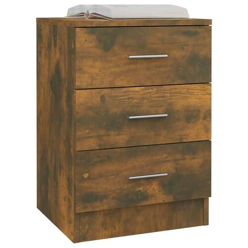 Sengeborde 2 stk. 38x35x56 cm konstrueret træ røget egetræ