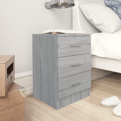 Sengeborde 2 stk. 38x35x56 cm konstrueret træ grå sonoma-eg
