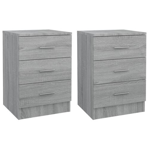 Sengeborde 2 stk. 38x35x56 cm konstrueret træ grå sonoma-eg