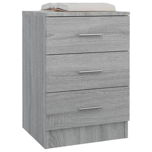 Sengeborde 2 stk. 38x35x56 cm konstrueret træ grå sonoma-eg