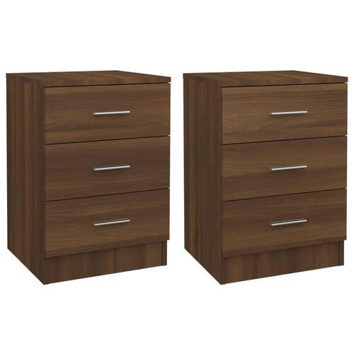 Sengeborde 2 stk. 38x35x56 cm konstrueret træ brun egetræsfarve