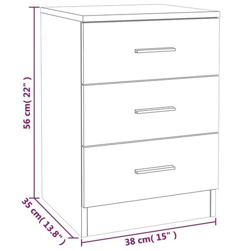 Sengeborde 2 stk. 38x35x56 cm konstrueret træ brun egetræsfarve