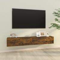 Væghængte tv-skabe 2 stk. 100x30x30 cm konstrueret træ røget eg