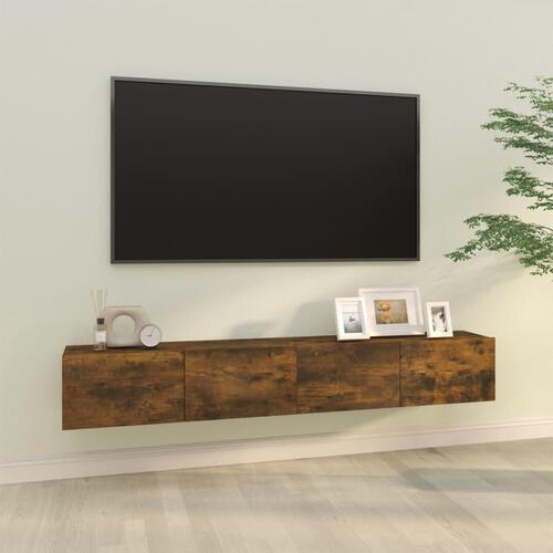 Væghængte tv-skabe 2 stk. 100x30x30 cm konstrueret træ røget eg