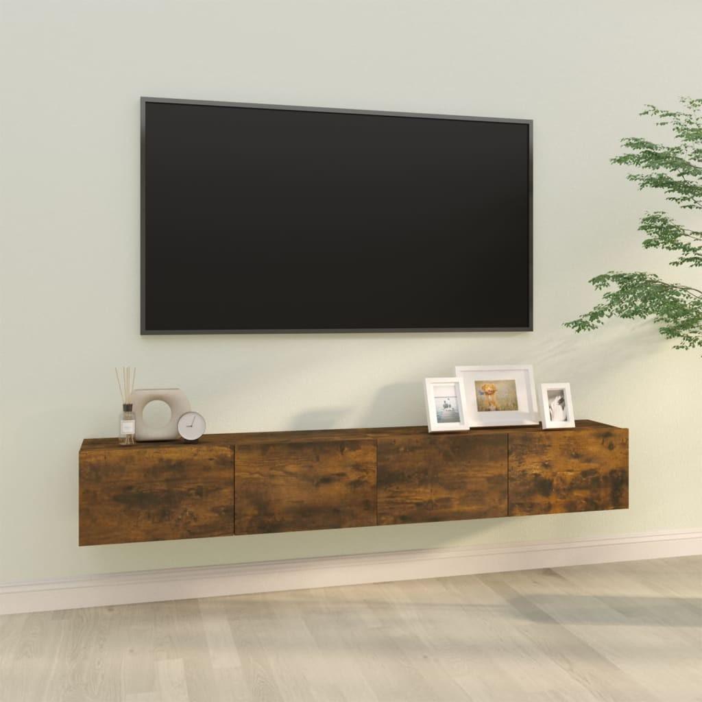 Væghængte tv-skabe 2 stk. 100x30x30 cm konstrueret træ røget eg