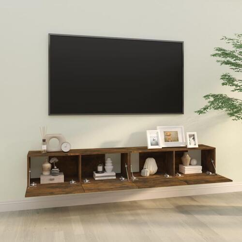 Væghængte tv-skabe 2 stk. 100x30x30 cm konstrueret træ røget eg