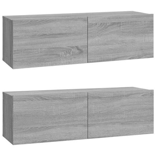 Tv-skabe til væg 2 stk. 100x30x30 cm konstrueret træ grå sonoma