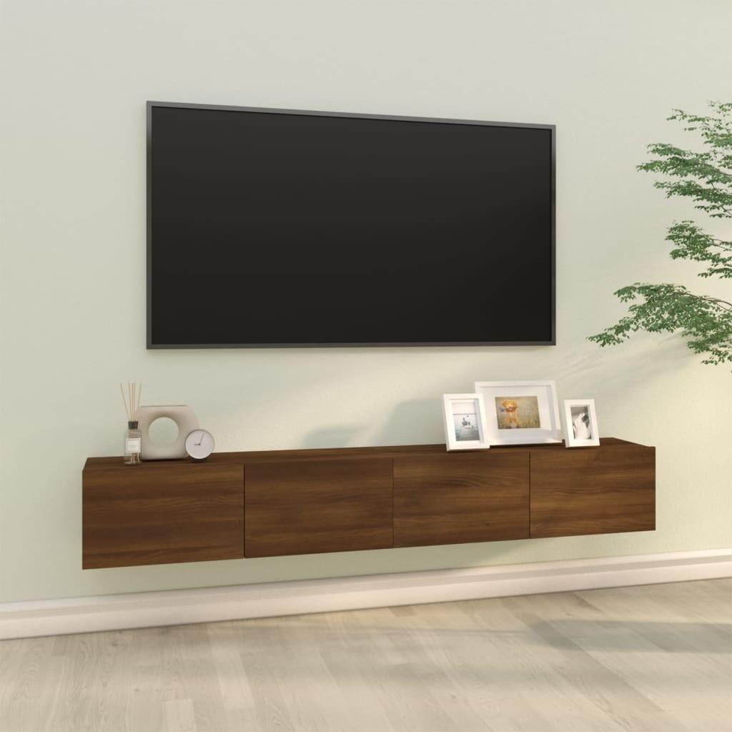 Væghængte tv-skabe 2 stk. 100x30x30 cm konstrueret træ brunt eg