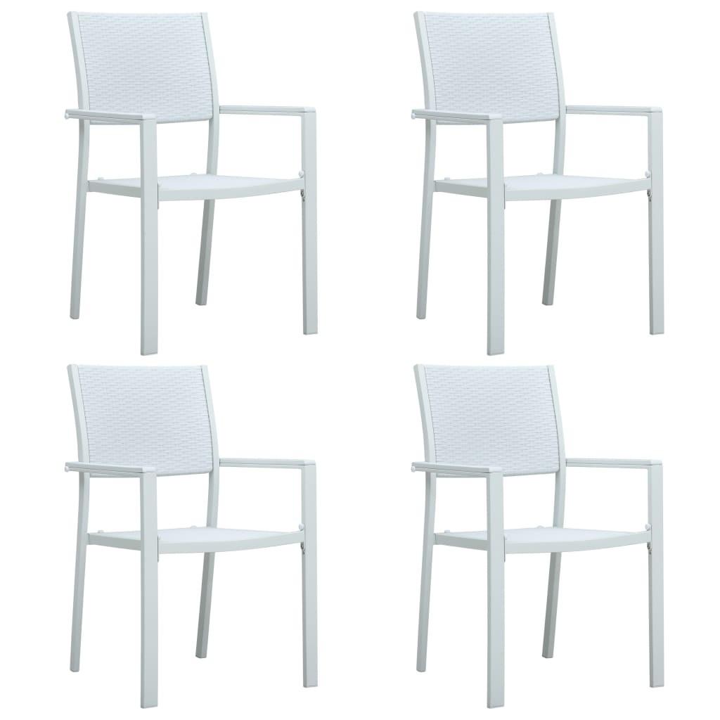 Havestole 4 stk. plastik rattanlook hvid