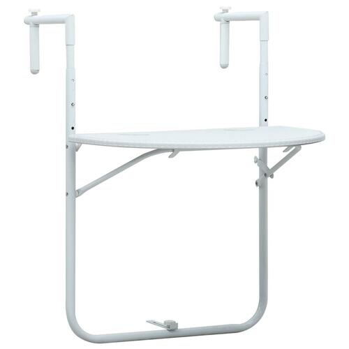 Hængende altanbord 60 x 64 x 83,5 cm plastik rattanlook hvid
